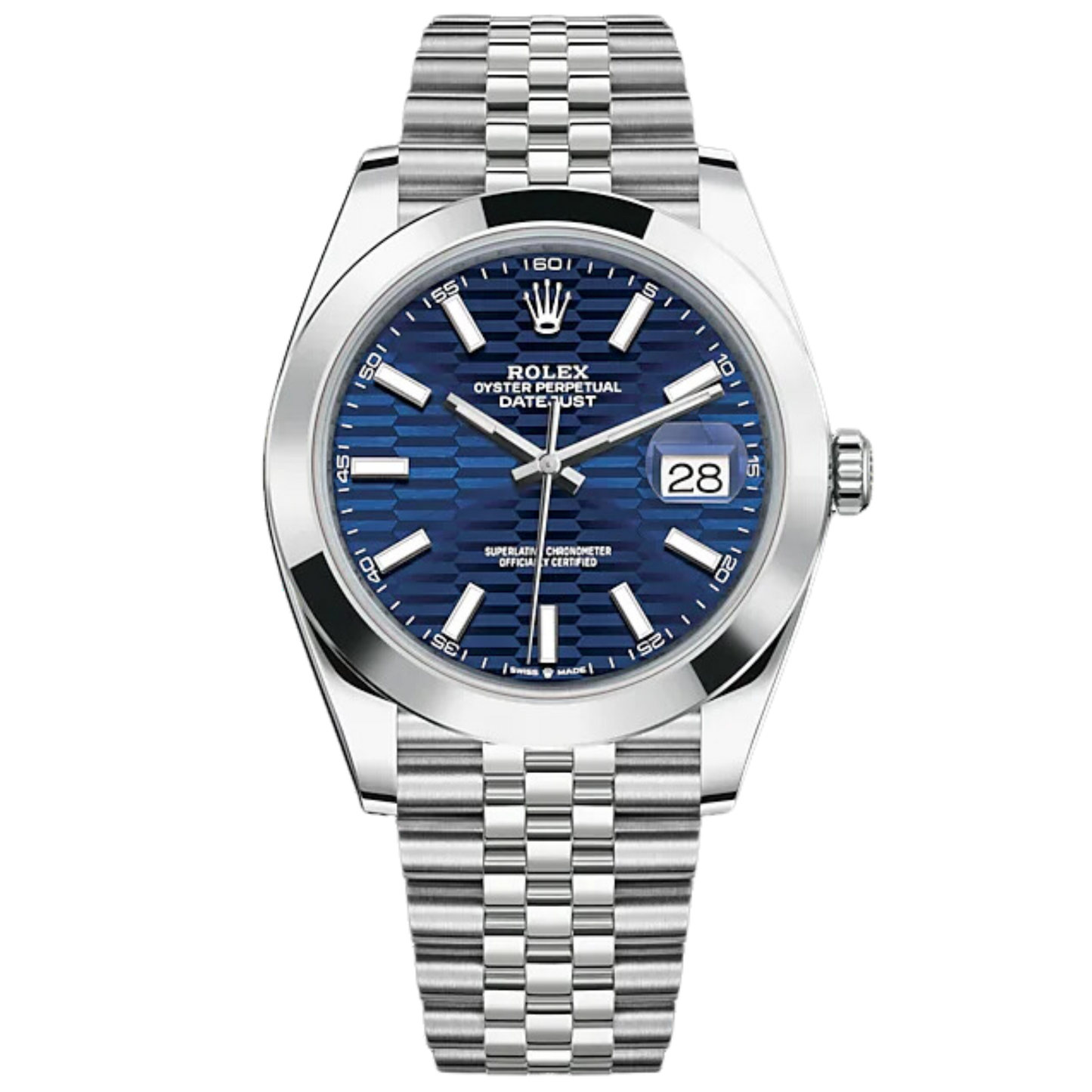 Datejust 41 41mm Jubilee Bracelet Oystersteel with Bright Blue Fluted-Motif Dial Oystersteel Bezel