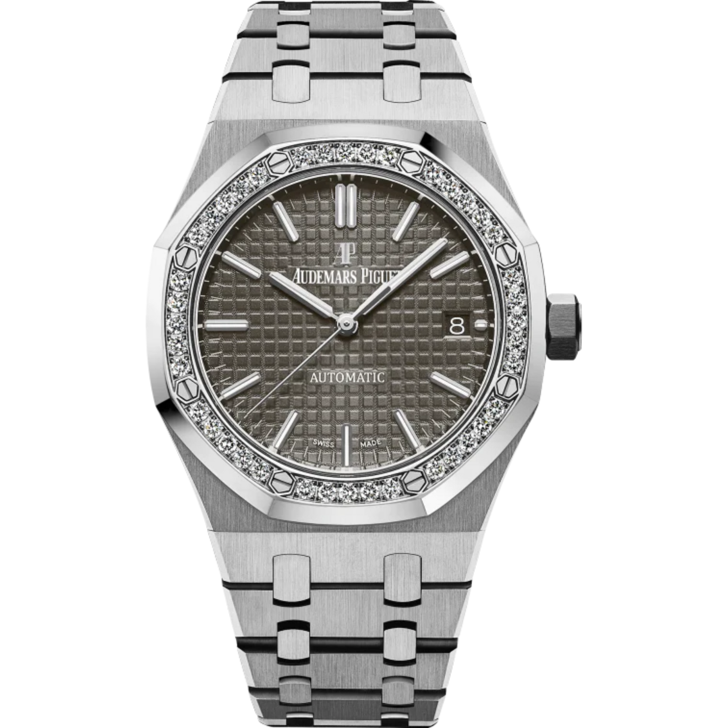 Royal Oak Selfwinding 37MM Stainless Steel Bracelet Grey Ruthenium-Toned Dial With Grande Tapisserie Pattern Stainless Steel Case Diamond-Set Bezel
