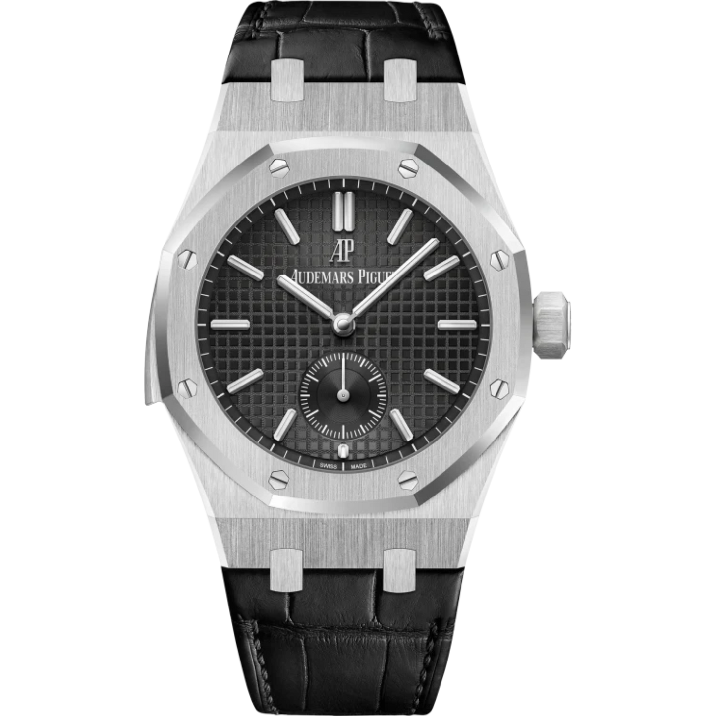 Royal Oak Minute Repeater Supersonnerie 42MM Hand-Stitched Large Square Scale Black Alligator Strap Black Dial With Grande Tapisserie Pattern 950 Platinum Case