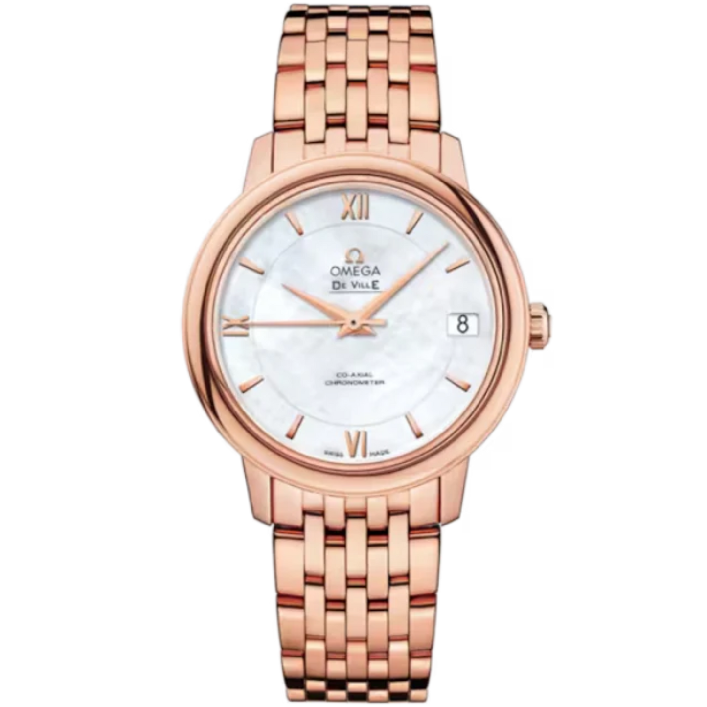 DE VILLE PRESTIGE 33 MM RED GOLD WITH MOTHER OF PEARL DIAL