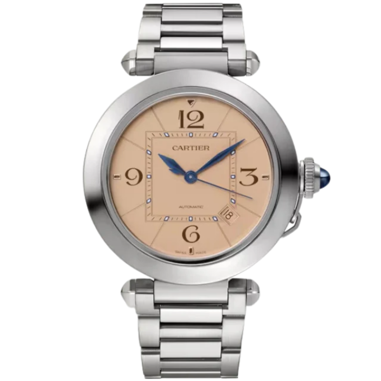 PASHA DE CARTIER 41 MM STAINLESS STEEL WITH GRAINED SALMON COLOR DIAL