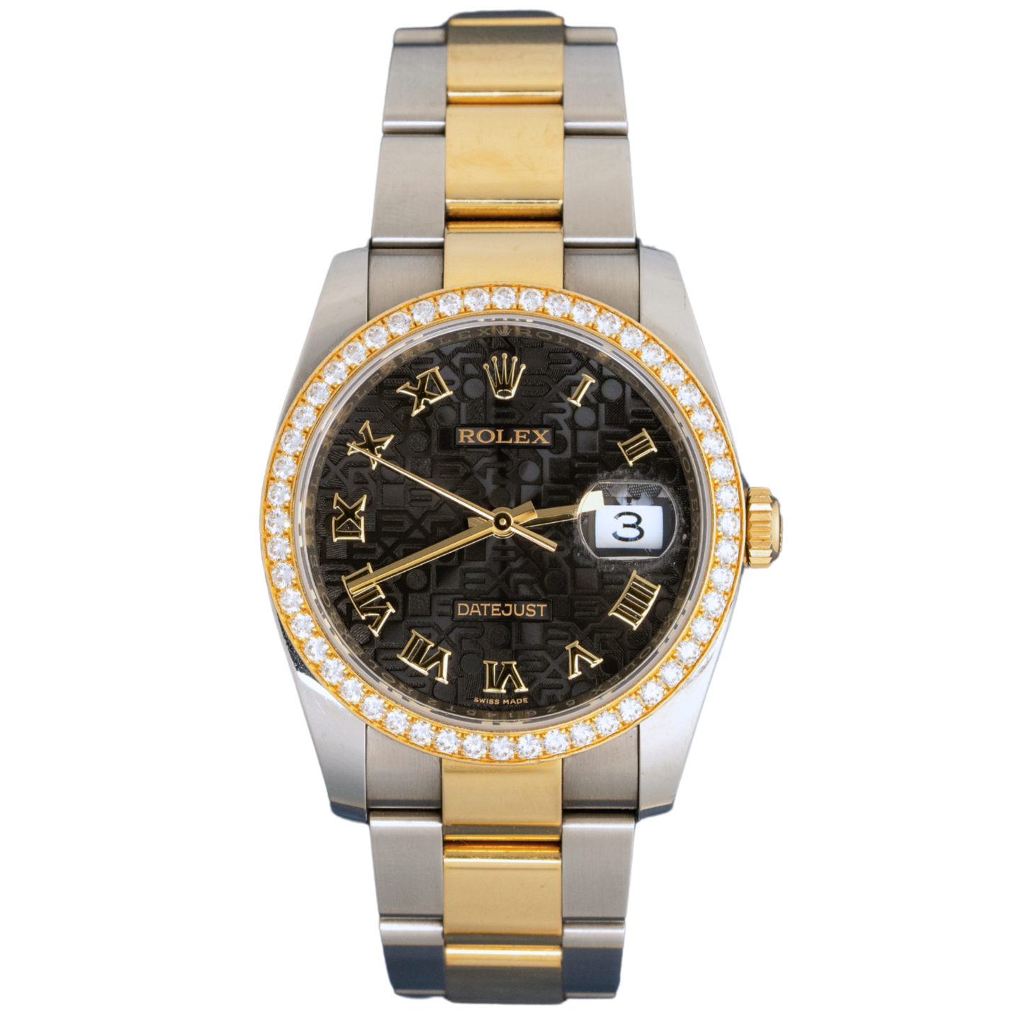 Rolex Datejust Ref. 116243 36mm Two Tone on Oyster Black Annivesary Dial/Diamond Bezel