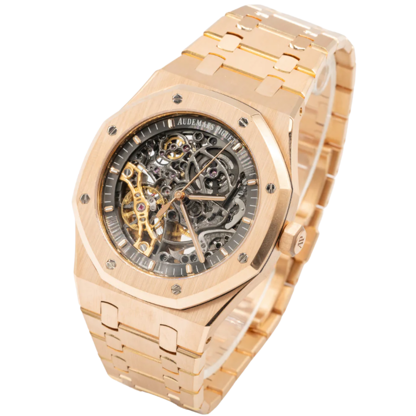 Royal Oak Double Balance Wheel Openworked 41MM 18-Carat Pink Gold Bracelet Slate Grey Openworked Dial 18-Carat Pink Gold Case