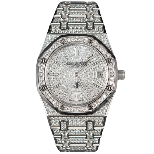 Audemars Piguet Royal Oak Ref. 16202BC.ZZ.1241BC.01 39MM White Gold "Jumbo" Extra Thin Full Factory Set/Pave Dial