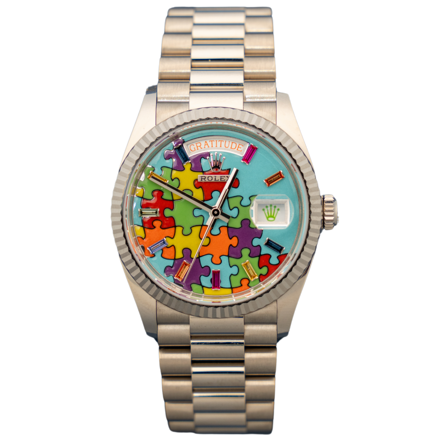 Rolex Ref. 128239 36MM White Gold Day Date "Puzzle"