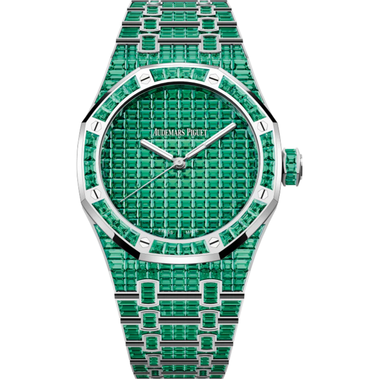 Royal Oak Selfwinding Emerald 50th Anniversary 41MM 18-Carat White Gold Bracelet Set 18-Carat White Gold Dial Set 18-Carat White Gold Case Set With Baguette-Cut Emeralds