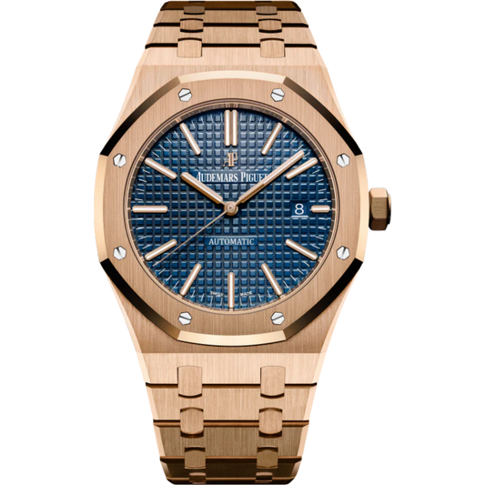 Royal Oak Selfwinding 41MM 18-Carat Pink Gold Bracelet Blue Dial With Grande Tapisserie Pattern 18-Carat Pink Gold Case