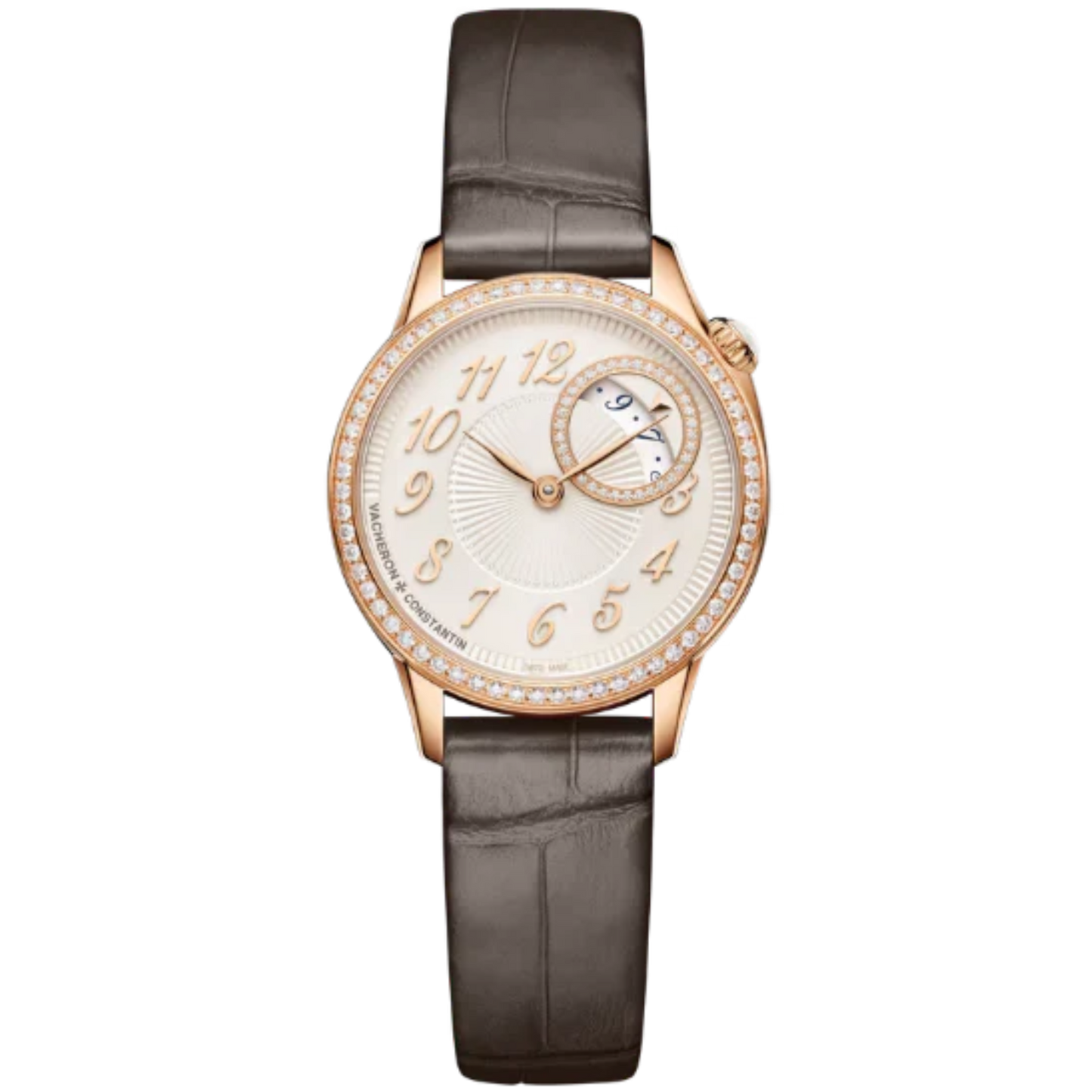 EGERIE QUARTZ PHASE 30 MM PINK GOLD WITH BRASS DIAL