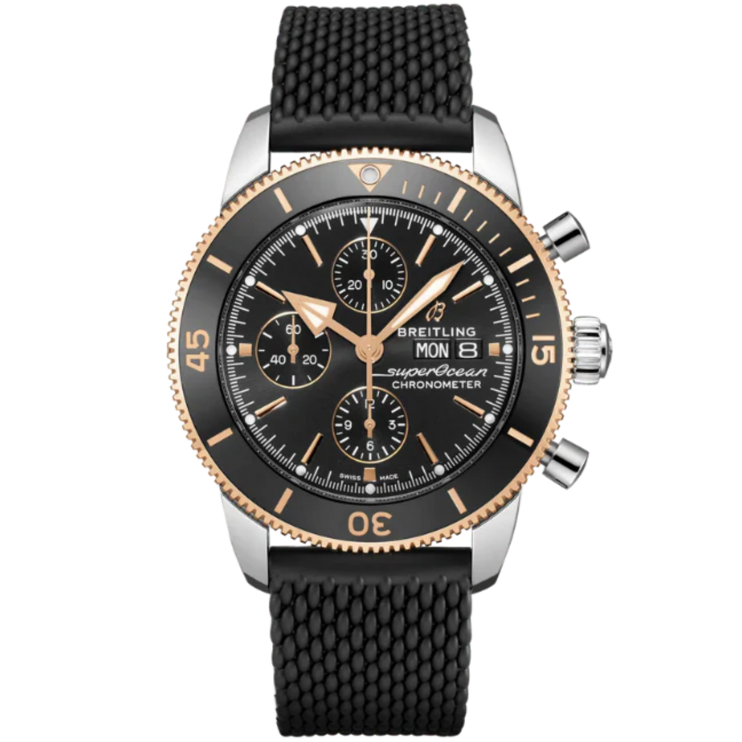 SUPEROCEAN HERITAGE CHRONOGRAPH 44 MM STAINLESS STEEL & 18K ROSE GOLD WITH BLACK DIAL