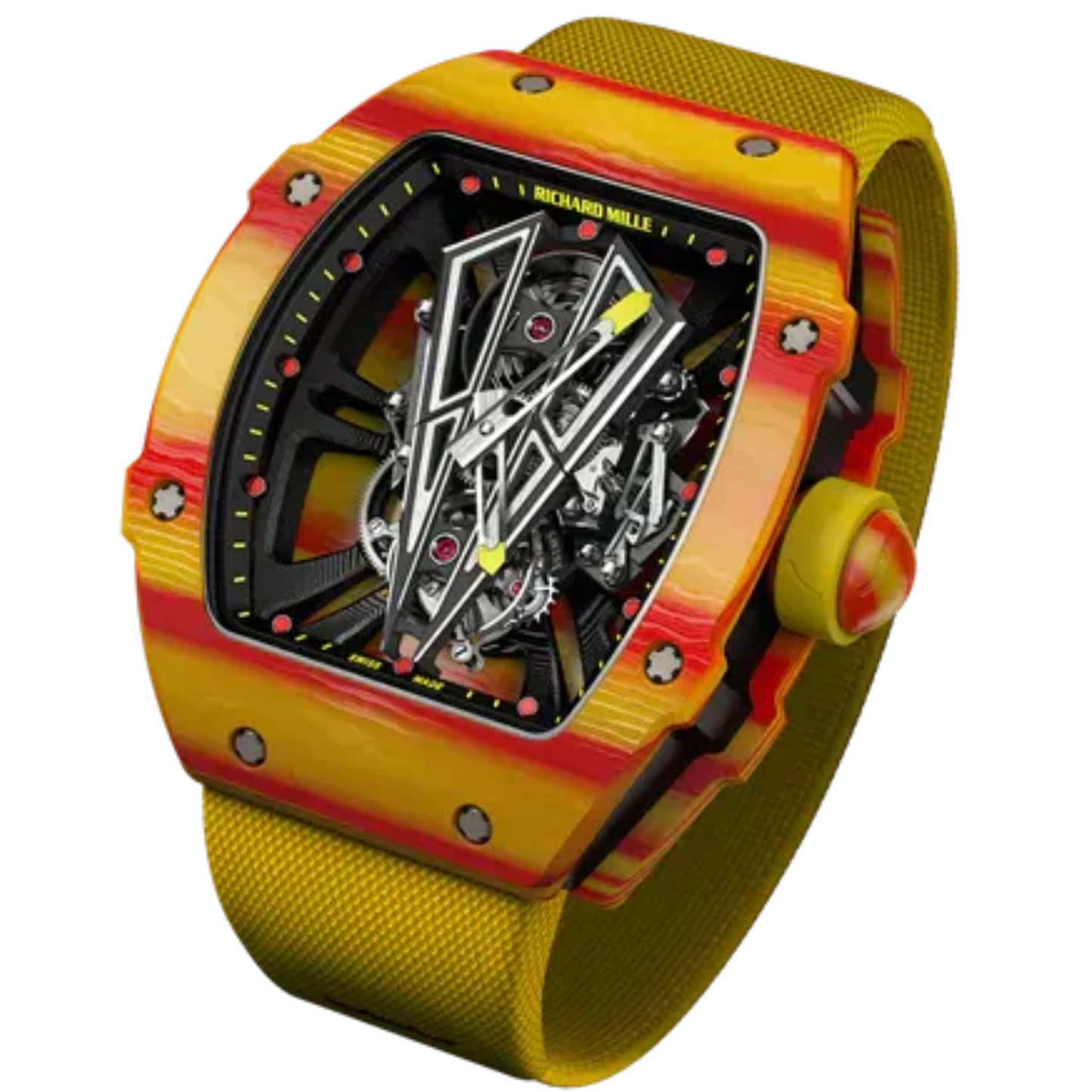 RM 027 Tourbillon Rafael Nadal Manual Winding Textile Strap Transparent Dial