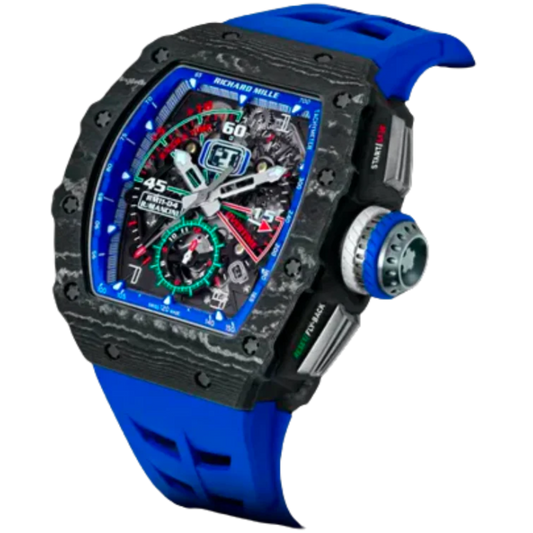 RM 011-04 Mancini Automatic Blue Rubber Strap Carbon Case