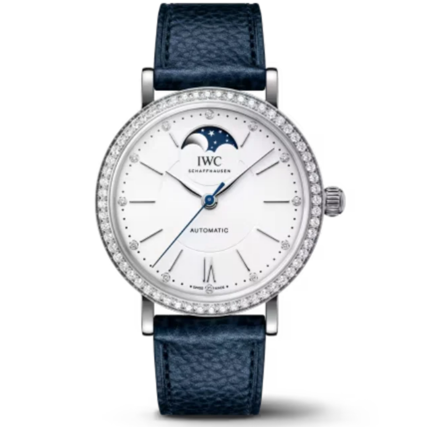 PORTOFINO AUTOMATIC MOON PHASE 37 MM STAINLESS STEEL WITH WHITE DIAL