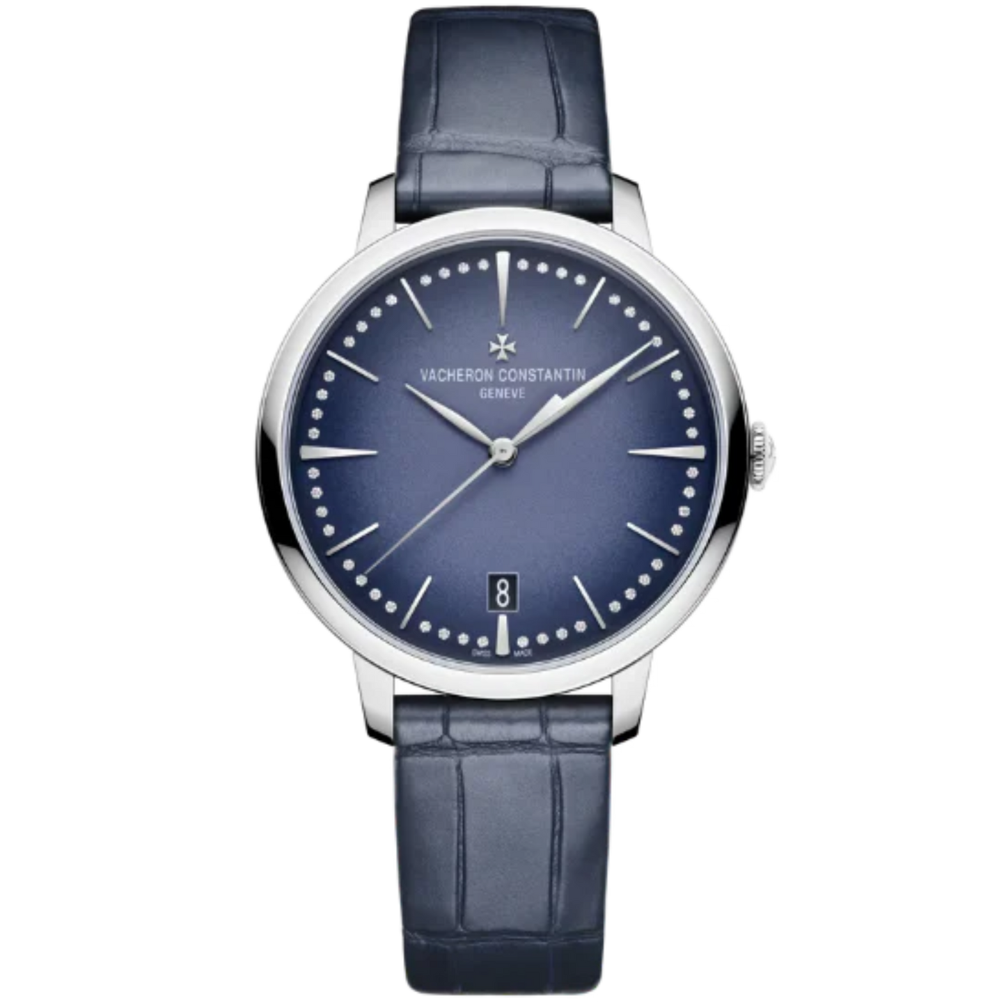 PATRIMONY SELF WINDING 36 MM 18K WHITE GOLD WITH  BLUE BRASS DIAL