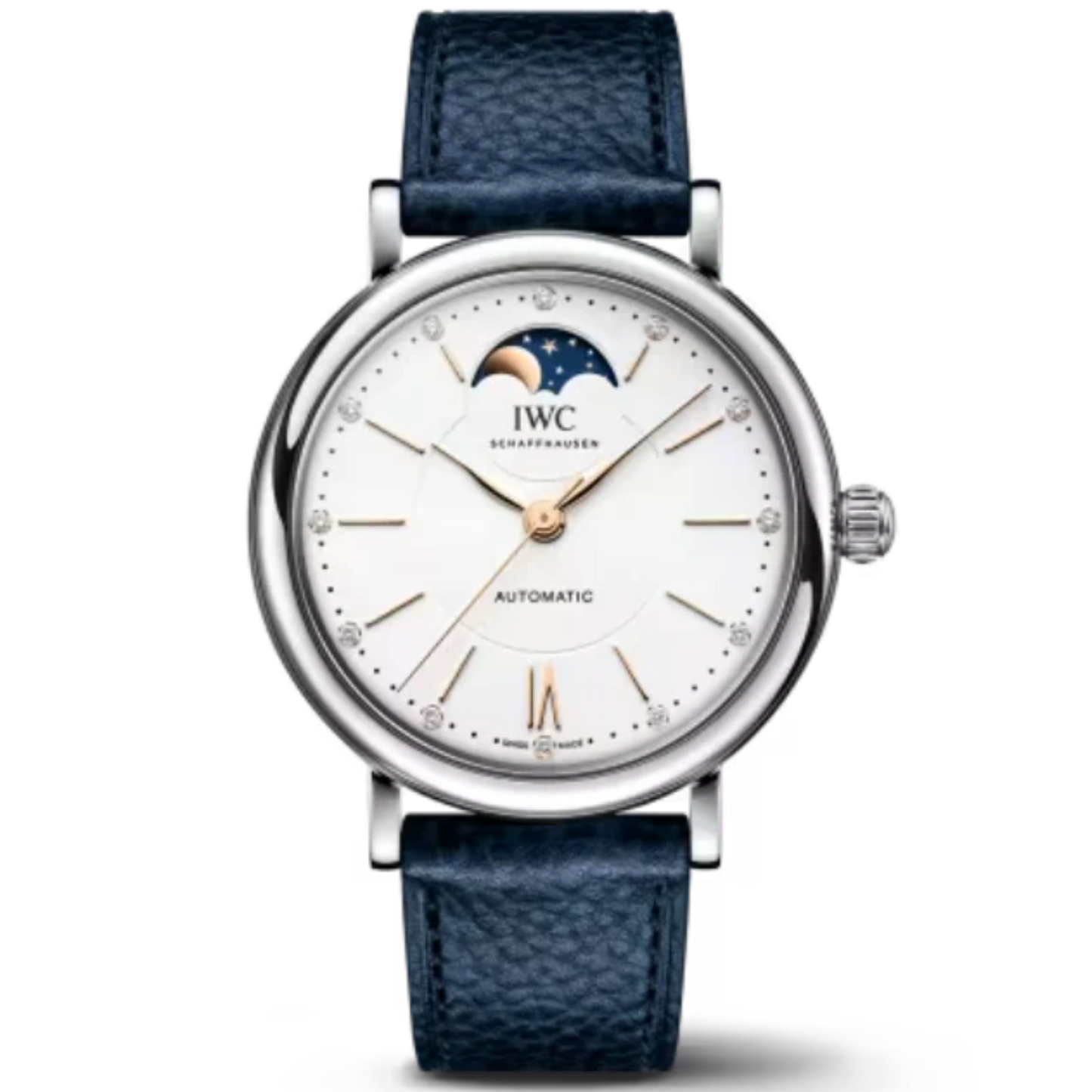 PORTOFINO AUTOMATIC MOON PHASE 37 MM STAINLESS STEEL WITH WHITE DIAL