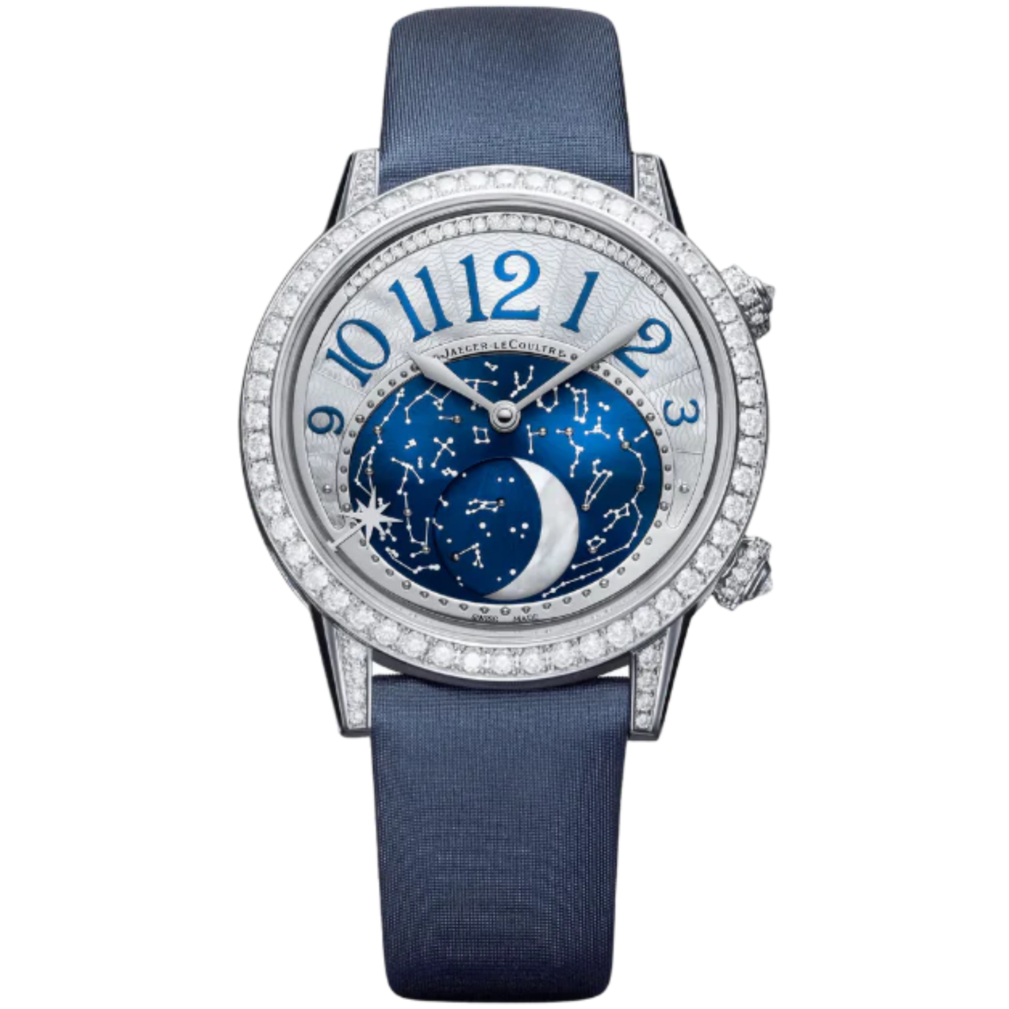 RENDEZ-VOUS JEWELLERY MOON 36 MM 18K WHITE GOLD WITH SILVER GREY GUILLOCHE DIAL