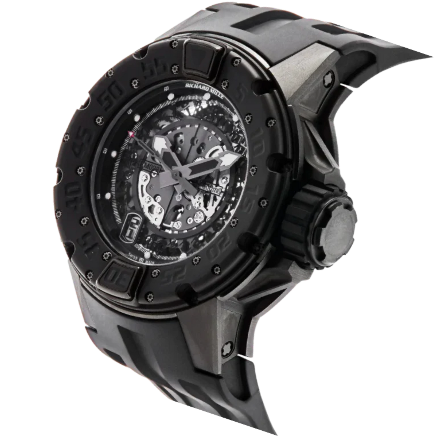 RM 028 Boutique Special Automatic Black Rubber Strap Titanium Case