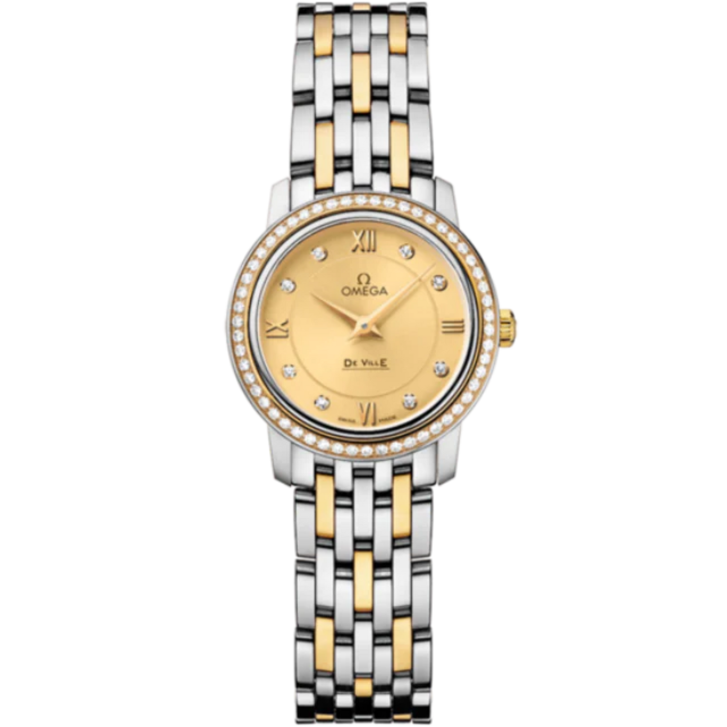 DE VILLE PRESTIGE 24 MM STAINLESS STEEL - YELLOW GOLD WITH YELLOW DIAL
