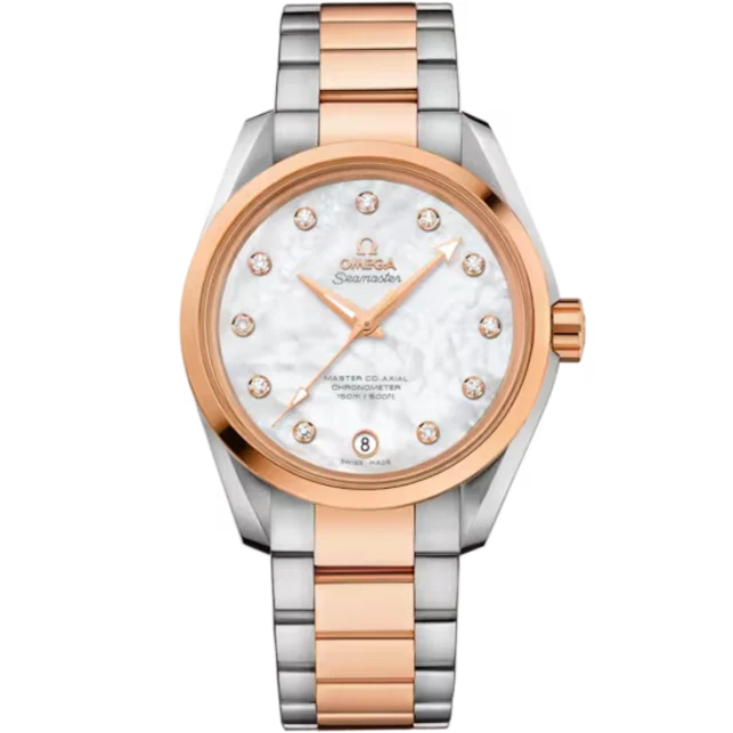SEAMASTER AQUA TERRA 150M 38 MM STAINLESS STEEL - RED GOLD WITH MOTHER OF PEARL DIAL