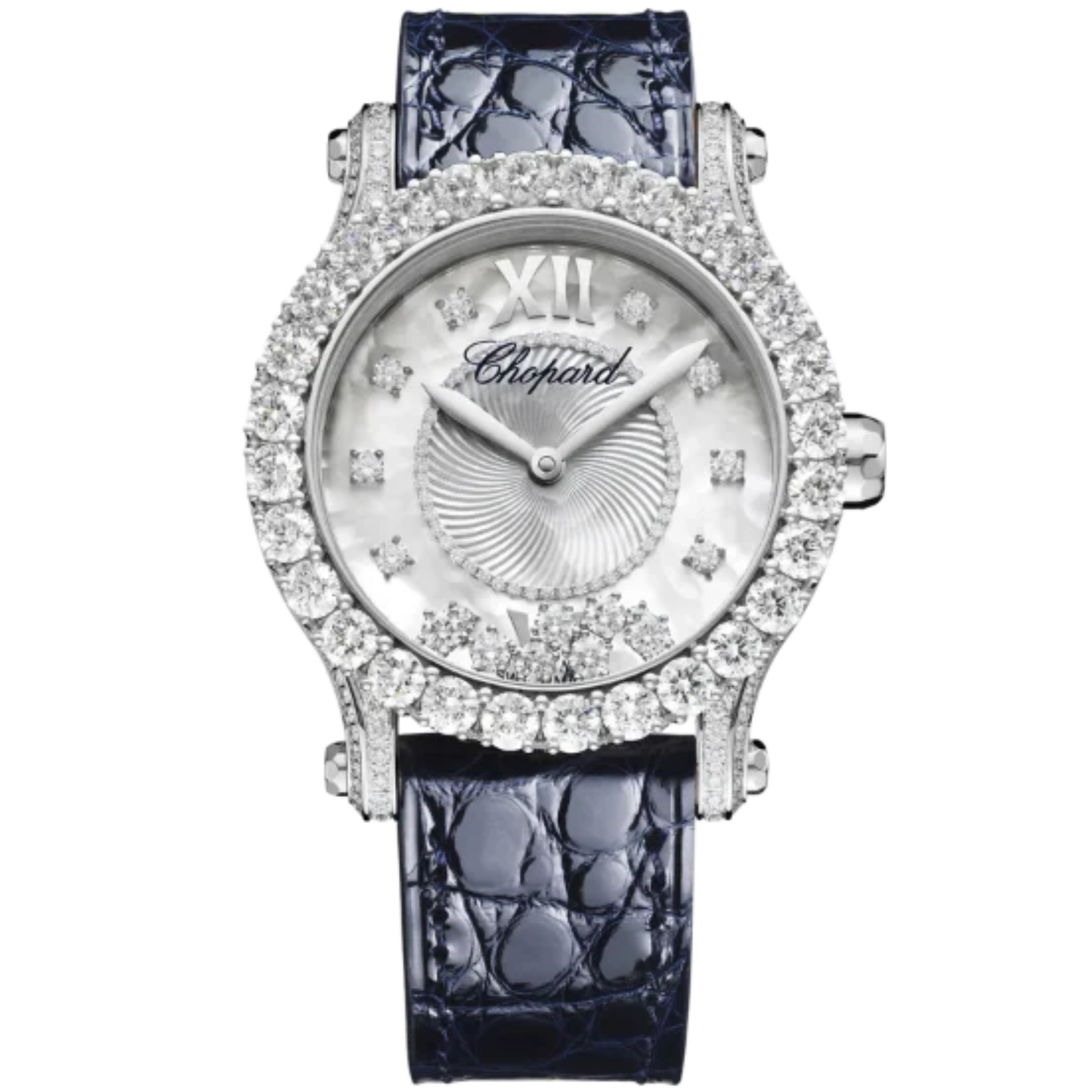 HAPPY SPORT JOAILLERIE 36 MM ETHICAL WHITE GOLD WITH MOTHER OF PEARL DIAL
