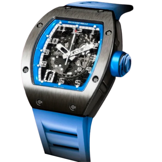 RM 010 Automatic Titanium Light Blue Limited Edition Rubber Strap Titaniun Case