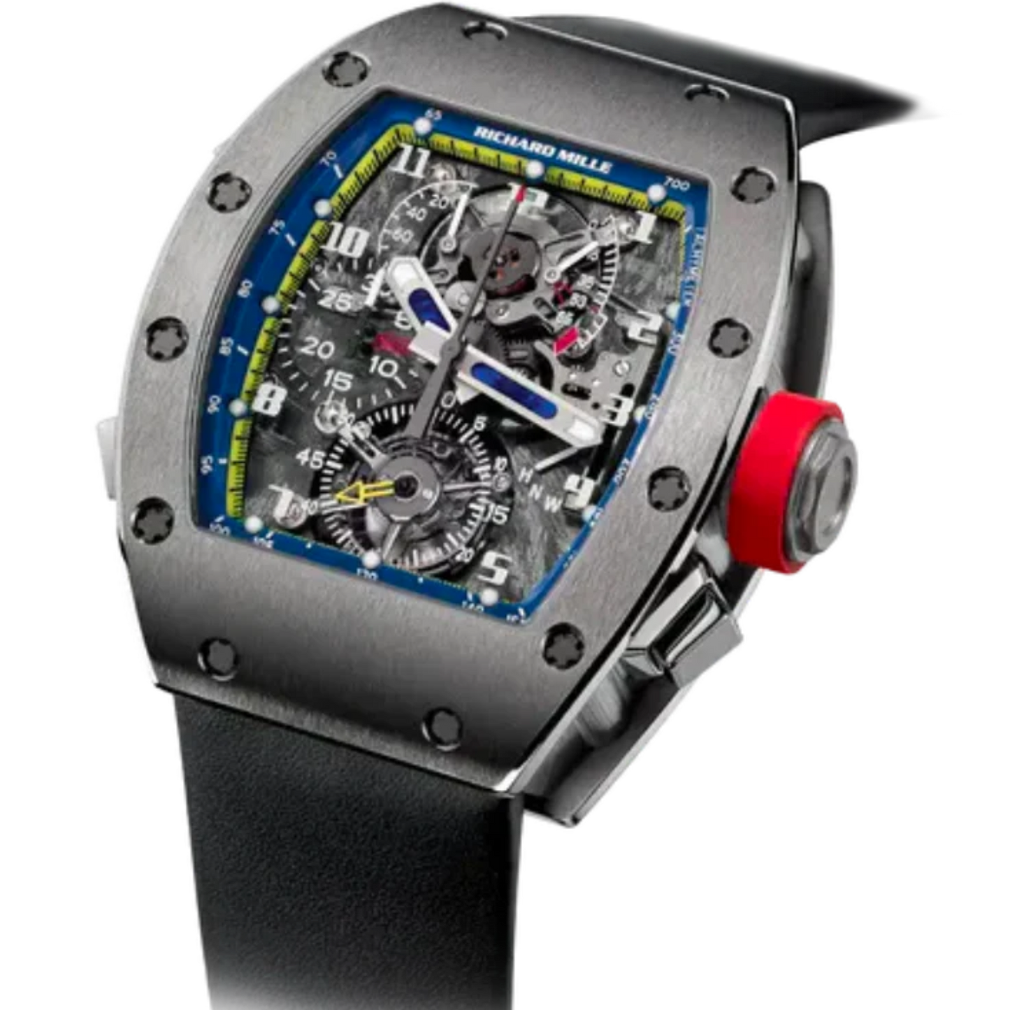 RM 008-V2 Tourbillon Split-Second Chronograph Rubber Strap White Gold Case