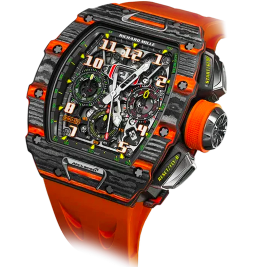 RM 011-03 McLaren Flyback Chronograph Special Edition Orange Quartz Automatic Rubber Strap Carbon Case
