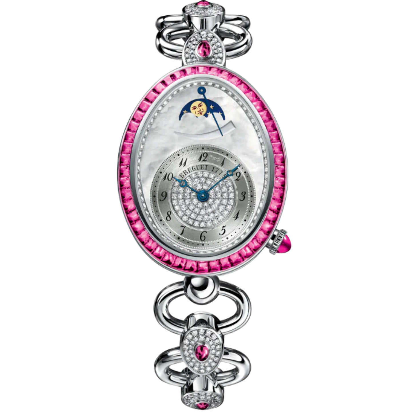 REINE DE NAPLES 8909 38 MM WHITE GOLD WITH MOTHER OF PEARL DIAL