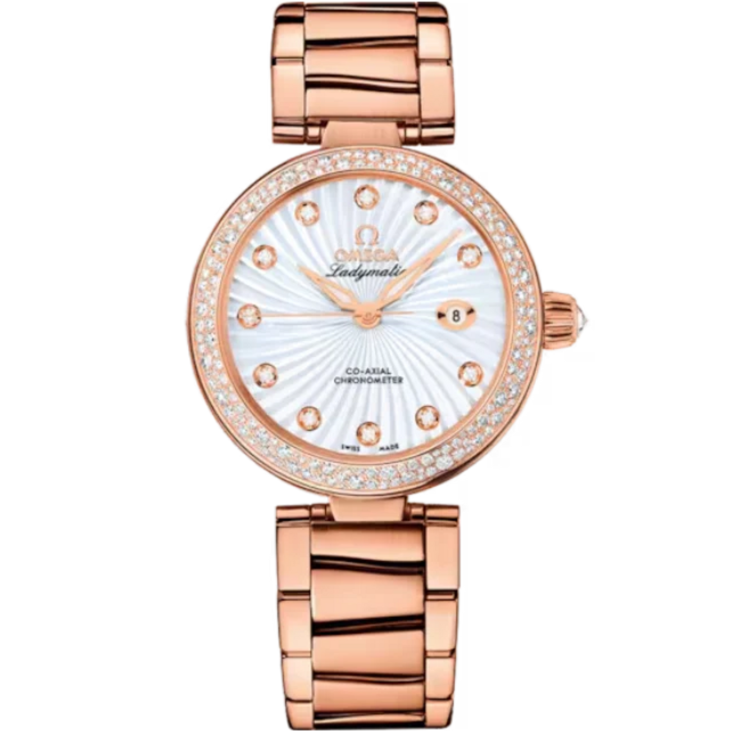 DE VILLE LADYMATIC 34 MM RED GOLD WITH MOTHER OF PEARL DIAL