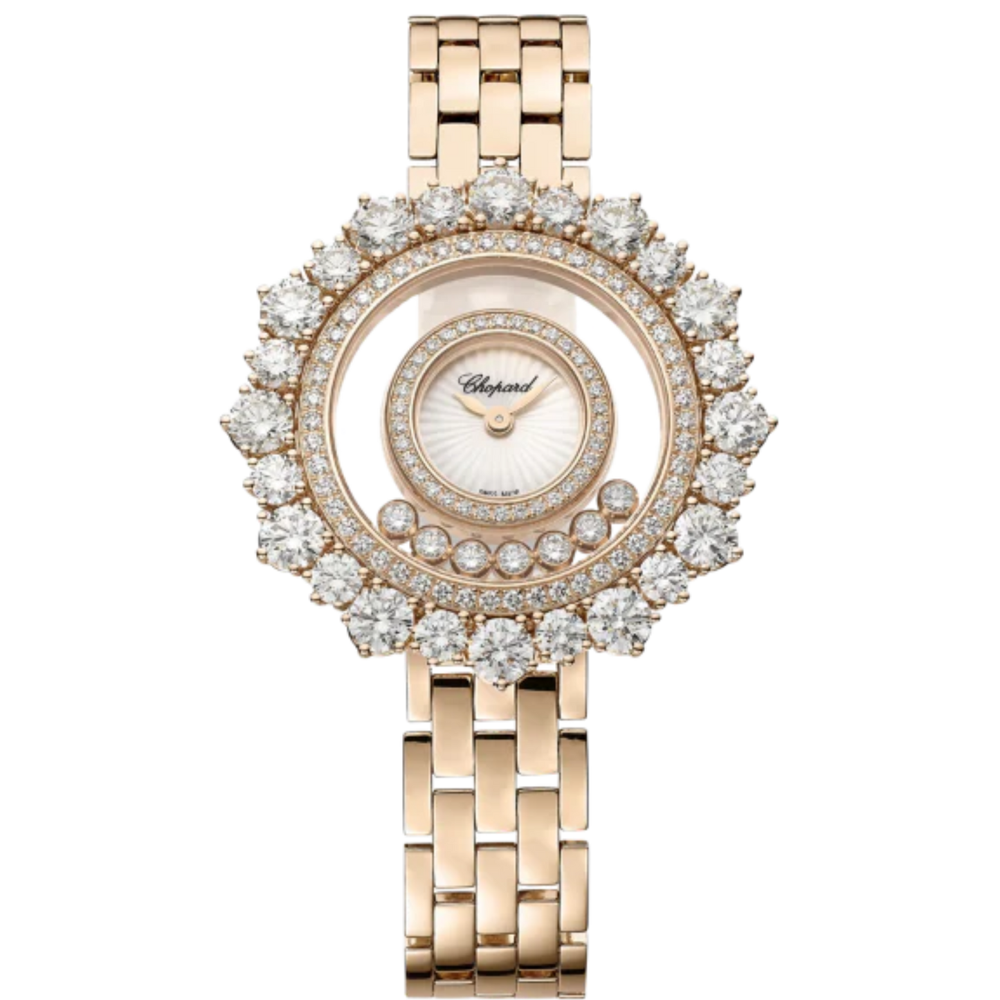 HAPPY DIAMONDS JOAILLERIE 36 MM ETHICAL ROSE GOLD WITH MOTHER OF PEARL DIAL