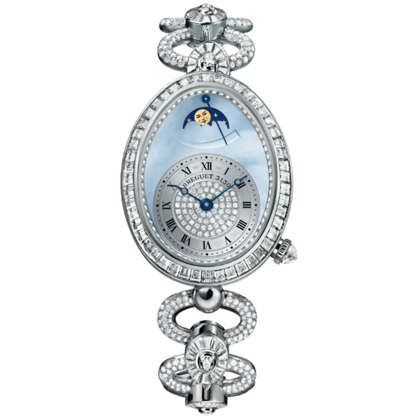 REINE DE NAPLES 8909 38 MM WHITE GOLD WITH BLUE MOTHER OF PEARL DIAL