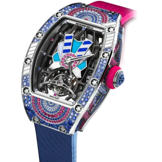 RM 71-02 Automatic Tourbillon Talisman Rubber Strap White Gold Sapphire Set Case