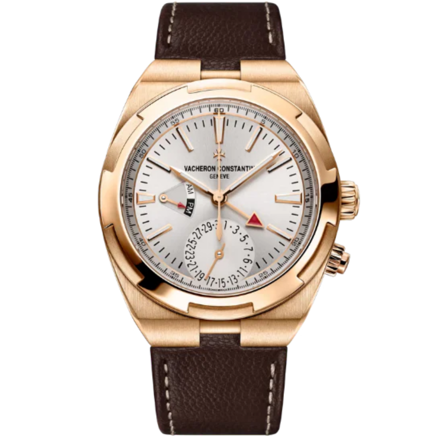 OVERSEAS DUAL TIME 41 MM PINK GOLD WITH WHITE BRASS DIAL