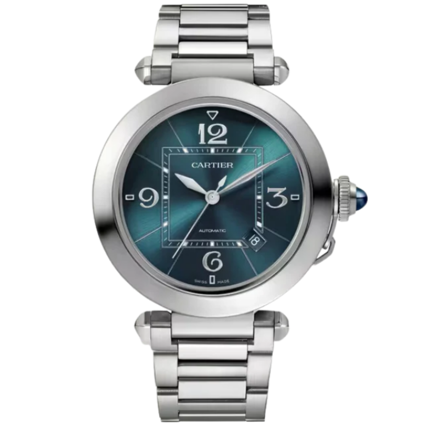 PASHA DE CARTIER 41 MM STAINLESS STEEL WITH BLUE SUNRAY BRUSHED DIAL