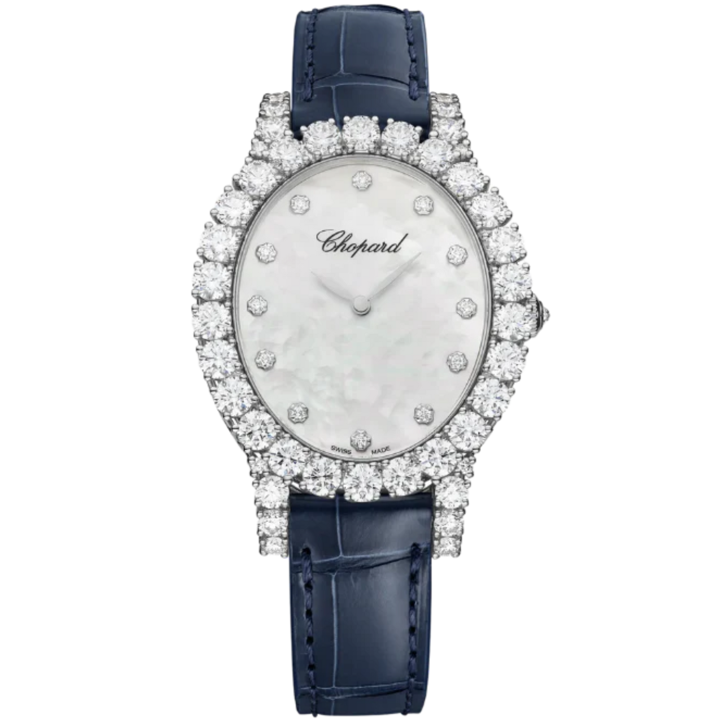 L'HEURE DU DIAMANT OVAL 40 MM ETHICAL WHITE GOLD WITH MOTHER OF PEARL DIAL