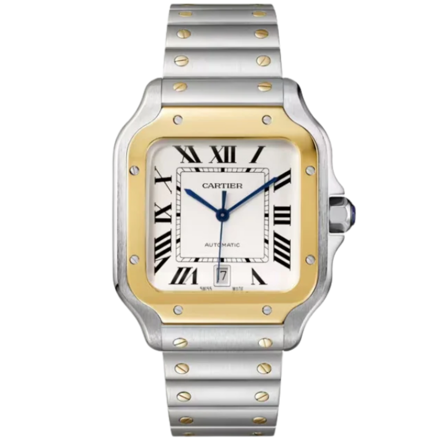 SANTOS 40 MM DE CARTIER SILVER STAINLESS STEEL & YELLOW GOLD