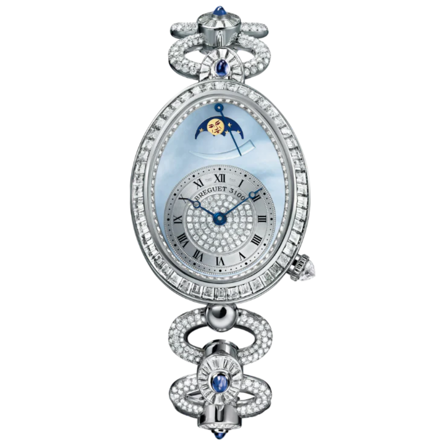 REINE DE NAPLES 8909 38 MM WHITE GOLD WITH BLUE MOTHER OF PEARL DIAL