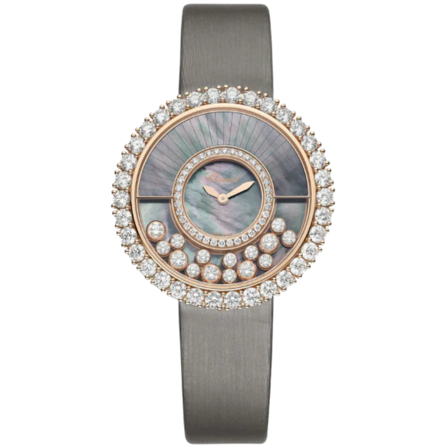 HAPPY DIAMONDS JOAILLERIE 38 MM ETHICAL ROSE GOLD WITH BLACK TAHITIAN MOTHER OF PEARL DIAL