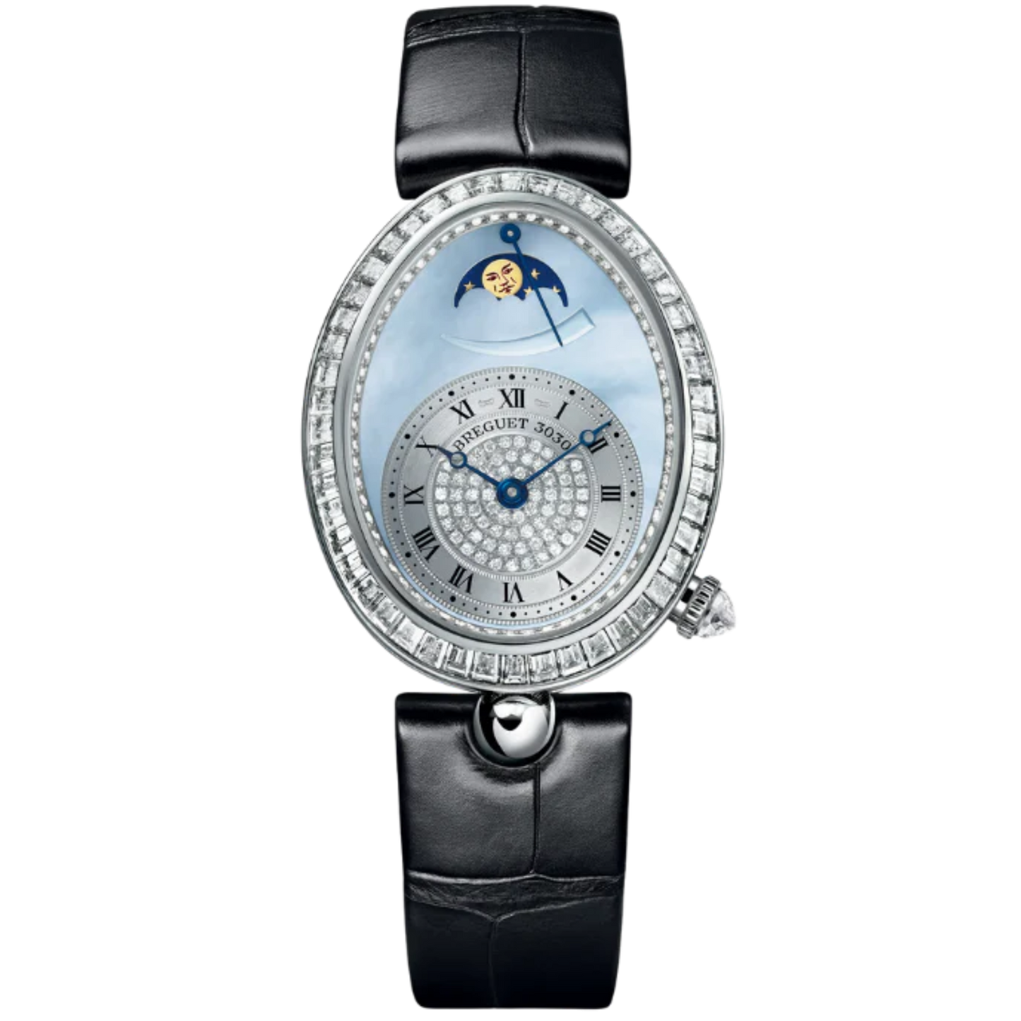 REINE DE NAPLES 8909 38 MM WHITE GOLD WITH BLUE MOTHER OF PEARL DIAL
