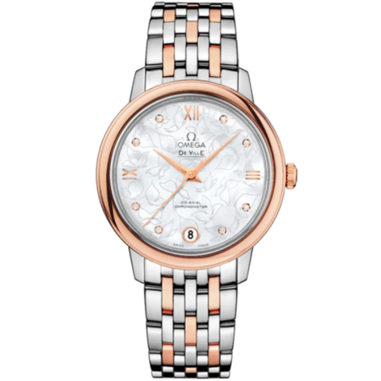 DE VILLE PRESTIGE BUTTERFLY 33 MM STAINLESS STEEL - RED GOLD WITH MOTHER OF PEARL DIAL