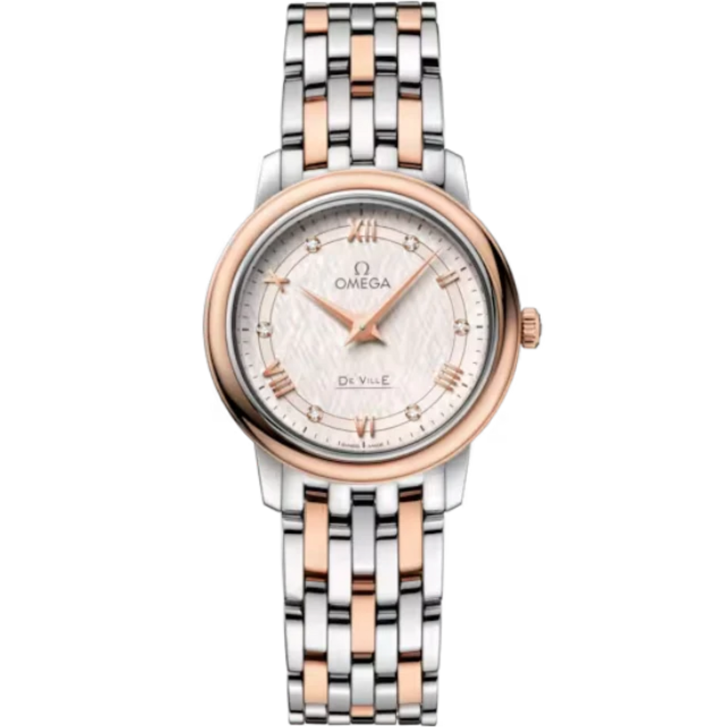 DE VILLE PRESTIGE 27 MM STAINLESS STEEL - RED GOLD WITH SILVER DIAL