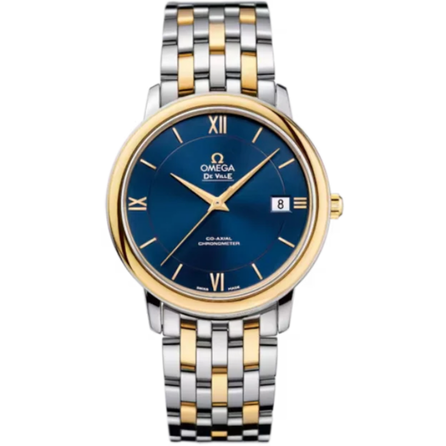 DE VILLE PRESTIGE 37 MM STAINLESS STEEL - YELLOW GOLD WITH BLUE DIAL