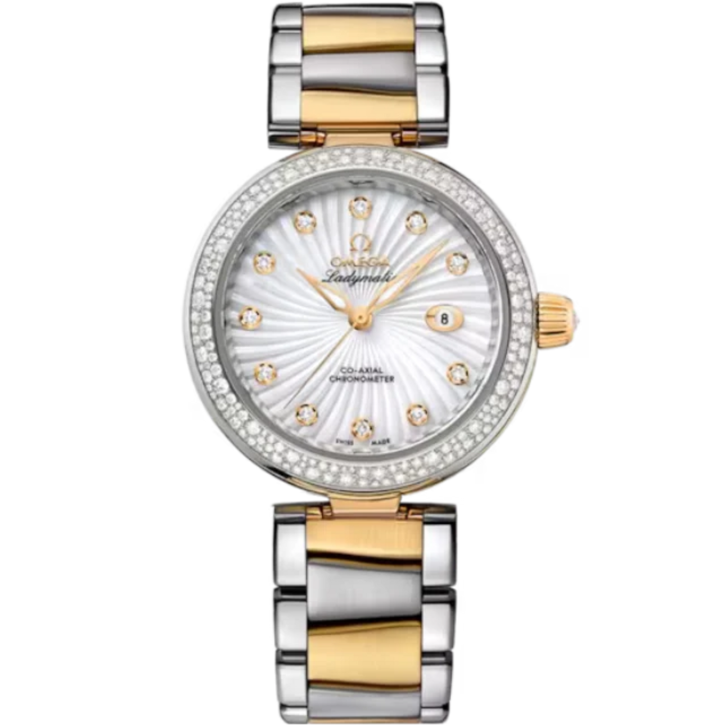DE VILLE LADYMATIC 34 MM STAINLESS STEEL - YELLOW GOLD WITH MOTHER OF PEARL DIAL
