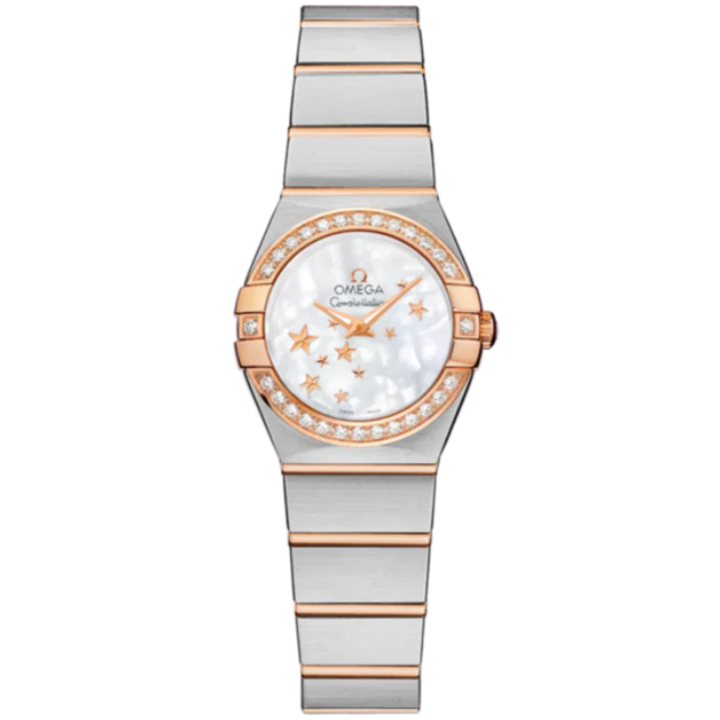 CONSTELLATION 24 MM STAINLESS STEEL - RED GOLD WITH MOTHER OF PEARL DIAL