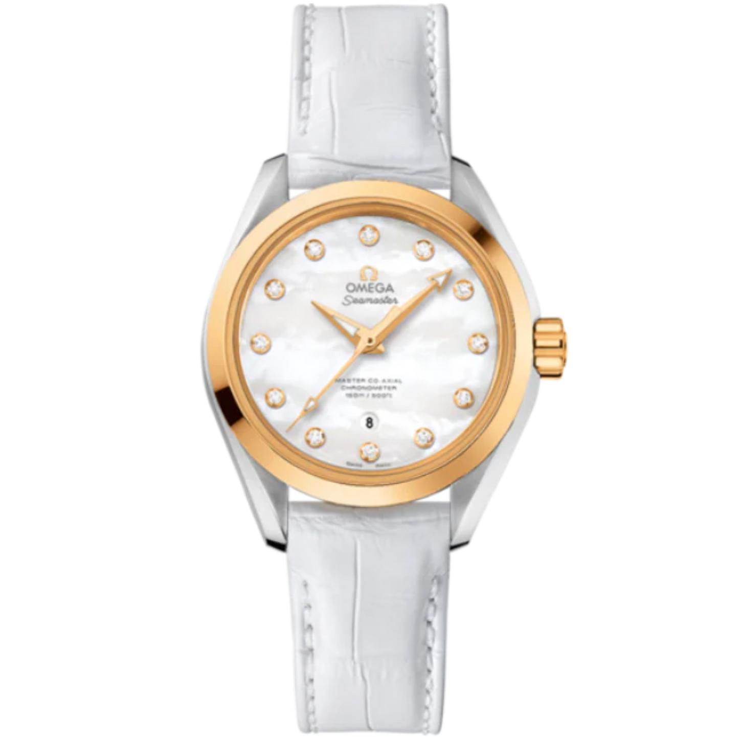 SEAMASTER AQUA TERRA 150M 34 MM STAINLESS STEEL - YELLOW GOLD WITH MOTHER OF PEARL DIAL