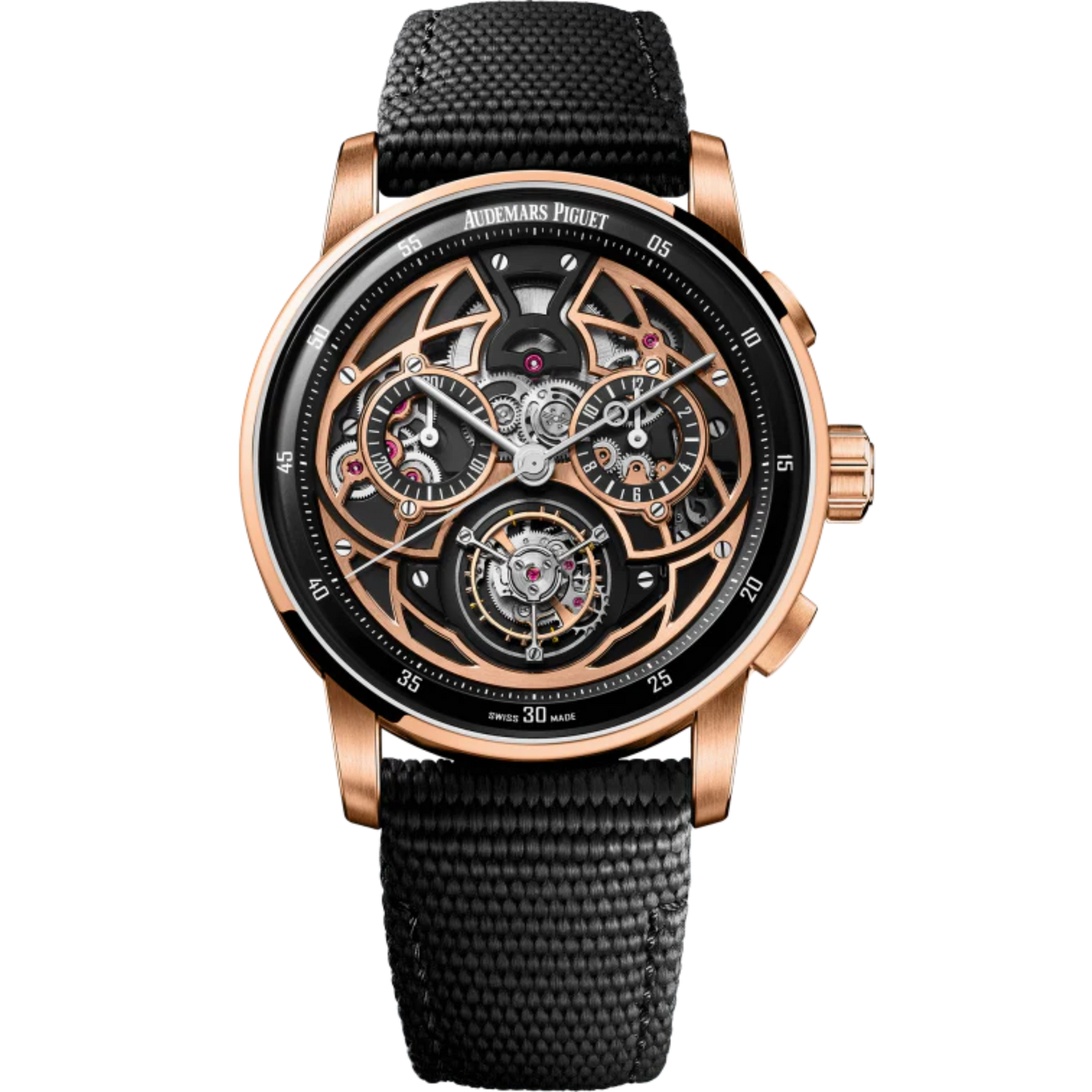 Code 11.59 by Audemars Piguet 41mm Black Rubber-Coated Strap 18-carat Pink Gold Outer Bezel Black Lacquered Inner Bezel