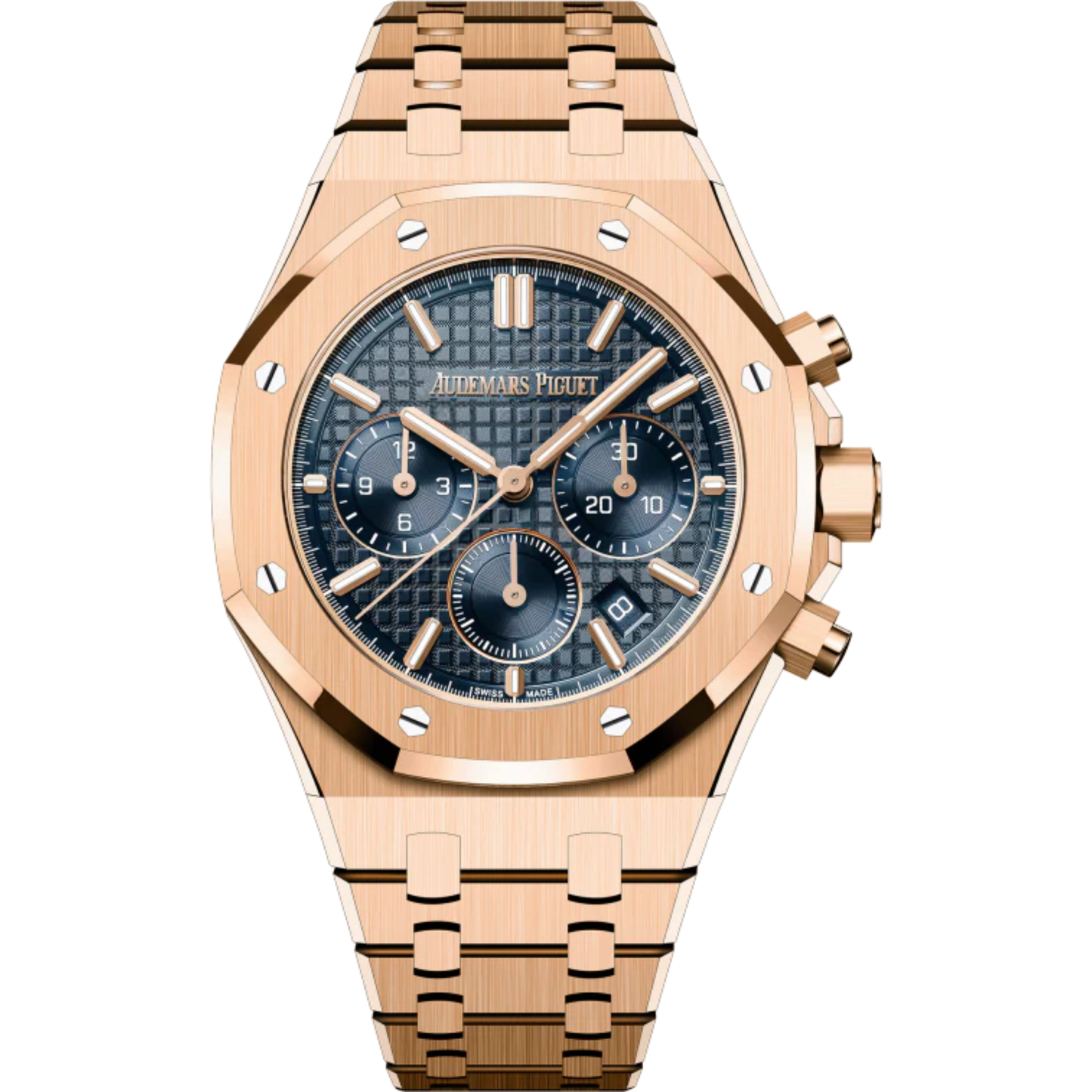 Royal Oak Selfwinding Chronograph 38MM 18-Carat Pink Gold Bracelet Bleu Nuit Nuage 50 Dial With Grande Tapisserie Pattern 18-Carat Pink Gold Case