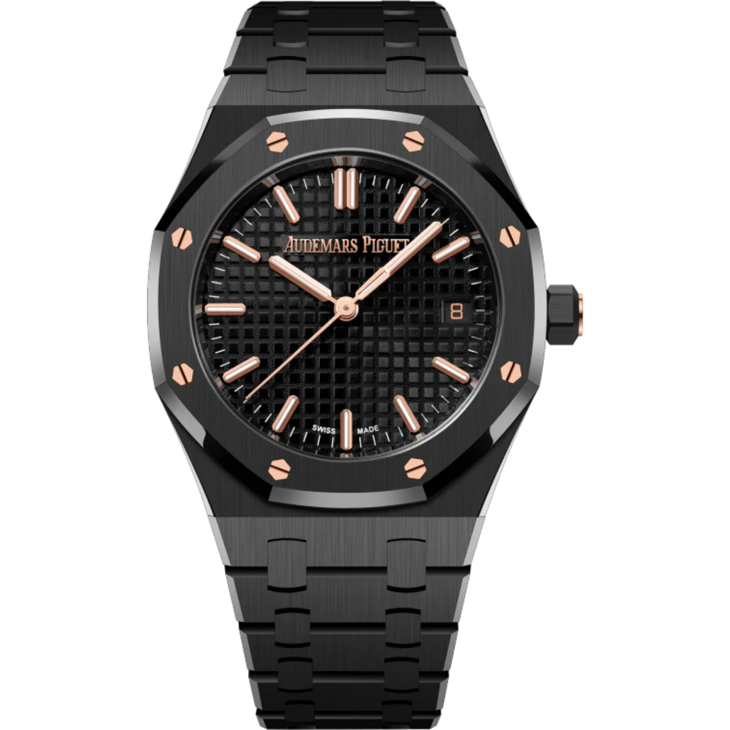 Royal Oak Selfwinding 34MM Black Ceramic Bracelet Black Dial With Grande Tapisserie Pattern Black Ceramic Case