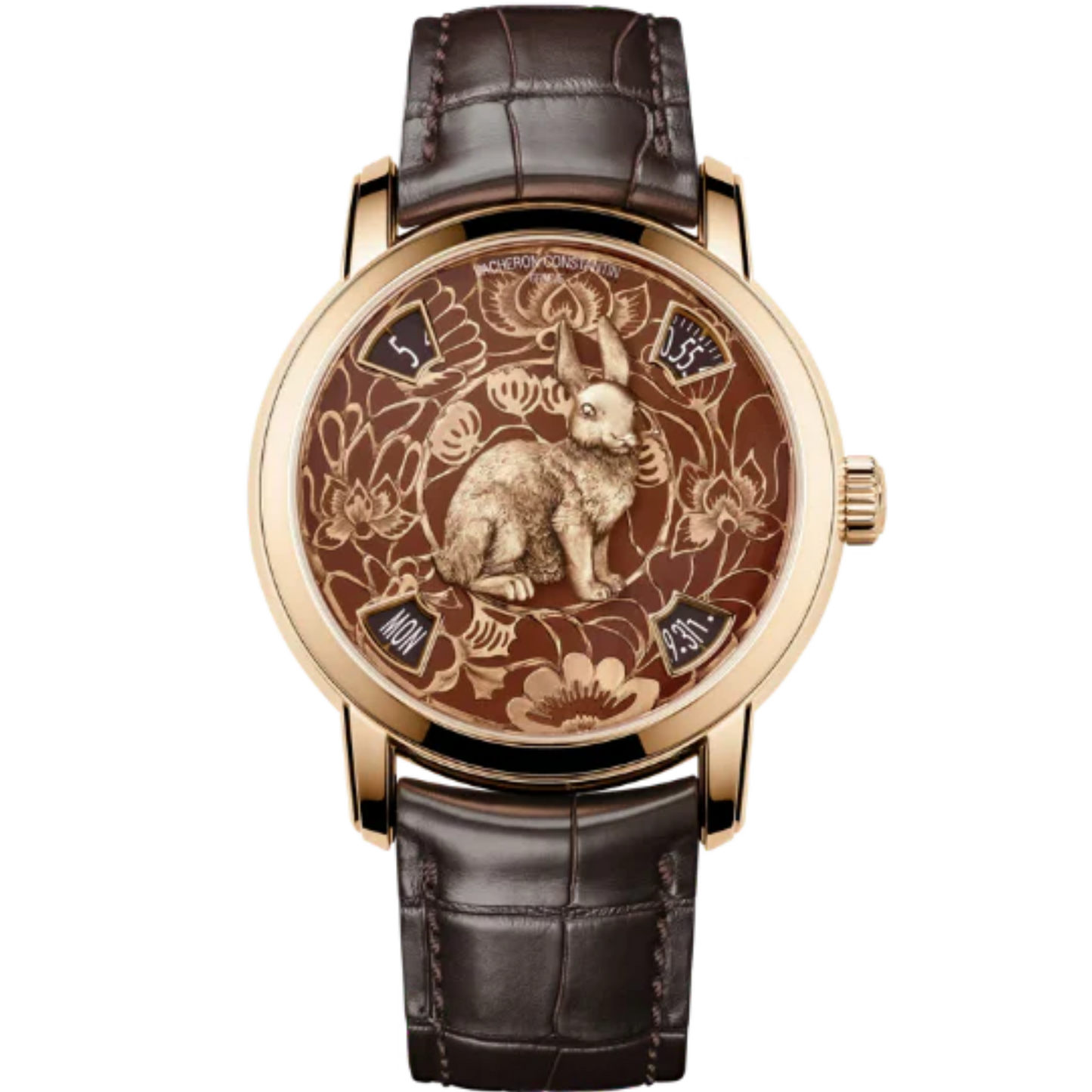 METIERS D'ART THE LEGEND OF THE CHINESE ZODIAC - YEAR OF THE RABBIT 40 MM 18K 5N PINK GOLD WITH YELLOW GOLD DIAL