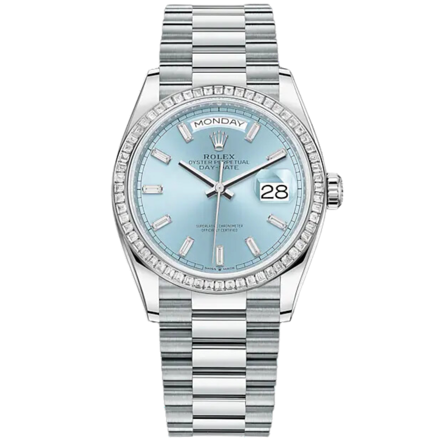 Day-Date 36mm President Bracelet with Ice Blue Diamond-Set Dial Diamond-Set Bezel
