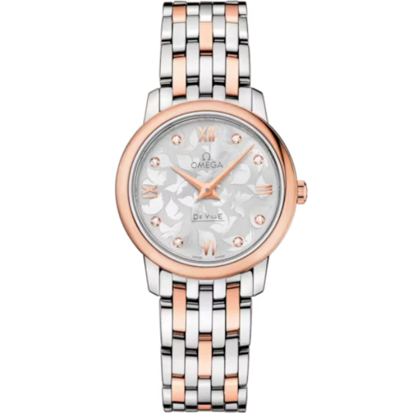 DE VILLE PRESTIGE BUTTERFLY 27 MM STAINLESS STEEL - RED GOLD WITH SILVER DIAL